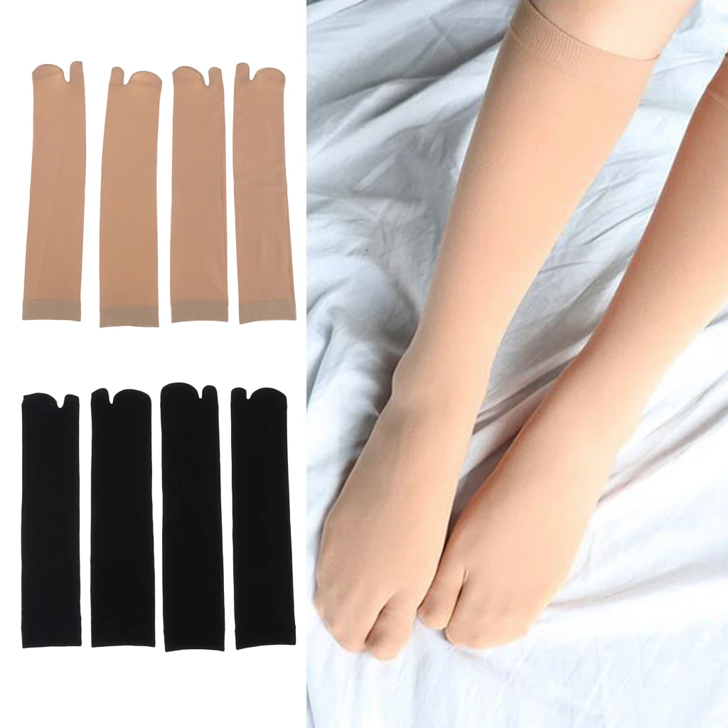2 Pairs Tabi Toe Socks Long Knee Socks Deodorant Plain Two Fingers Walking Sport calcetines