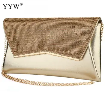 

Rhinestone Bags For Women 2019 Square Clutch Purse Handbag Luxury Rose Gold Women'S Shoulder Bag Sac A Main Femme Wedding Purse
