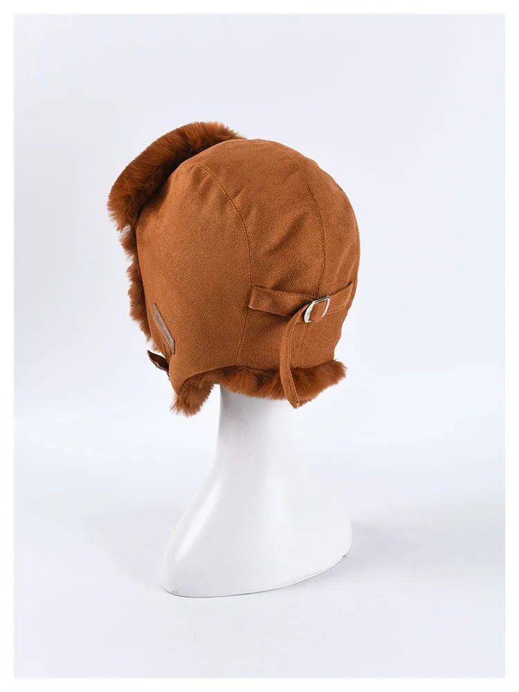DRESSUUP Autumn and Winter Hat Ladies Fashion Imitation Fur Integrated Lei Feng Hat Ear Protection Warm