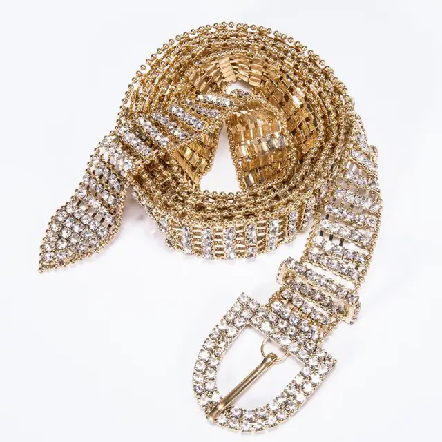  Sparkly Gold Rhinestone Chain Belt For Women Ladies For  Dresses Bling Diamond Crystal Glitter Jeweled Metal Fashion Cute Belly  Waist Chain Belt S