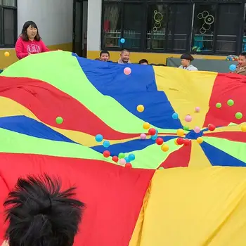 

3M/4M//5M Rainbow Umbrella Parachute Toy Kids Sport Outdoor Games Jump-Sack Ballute Play Teamwork Game Toy For Kids Gift