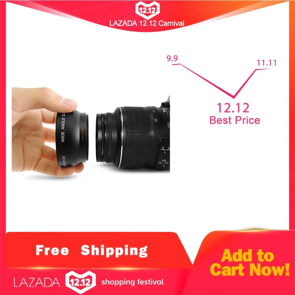 Professional 52MM 0.45 x Wide Angle Macro Lens for Nikon D3200 D3100 D5200 D5100 Black Super | Электроника