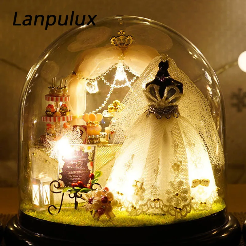 Lanpulux, сделай сам, стеклянный шар, Ночной светильник, микро пейзаж, Романтический, Свадебный, светодиодный, для украшения спальни, декоративный светильник ing, подарки для девушки