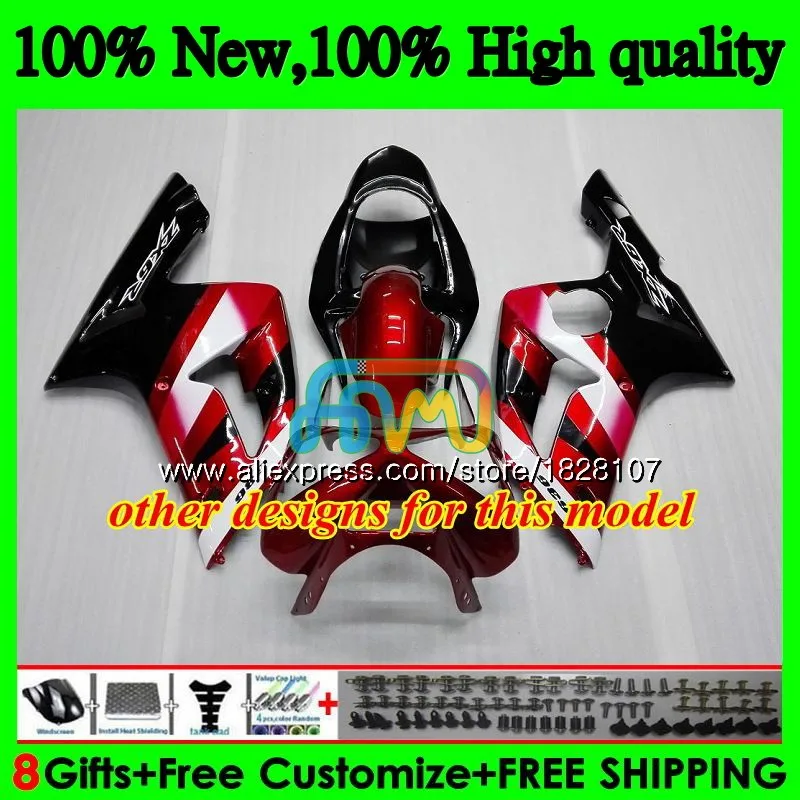 Корпус для KAWASAKI 600CC ZX600 ZX636 12BS. 0 ZX 636 6 R ZX 6R 03 04 ZX-636 ZX-600 ZX-6R ZX6R 03 04 2003 2004 Обтекатель, цвет красный, белый, Лидер продаж