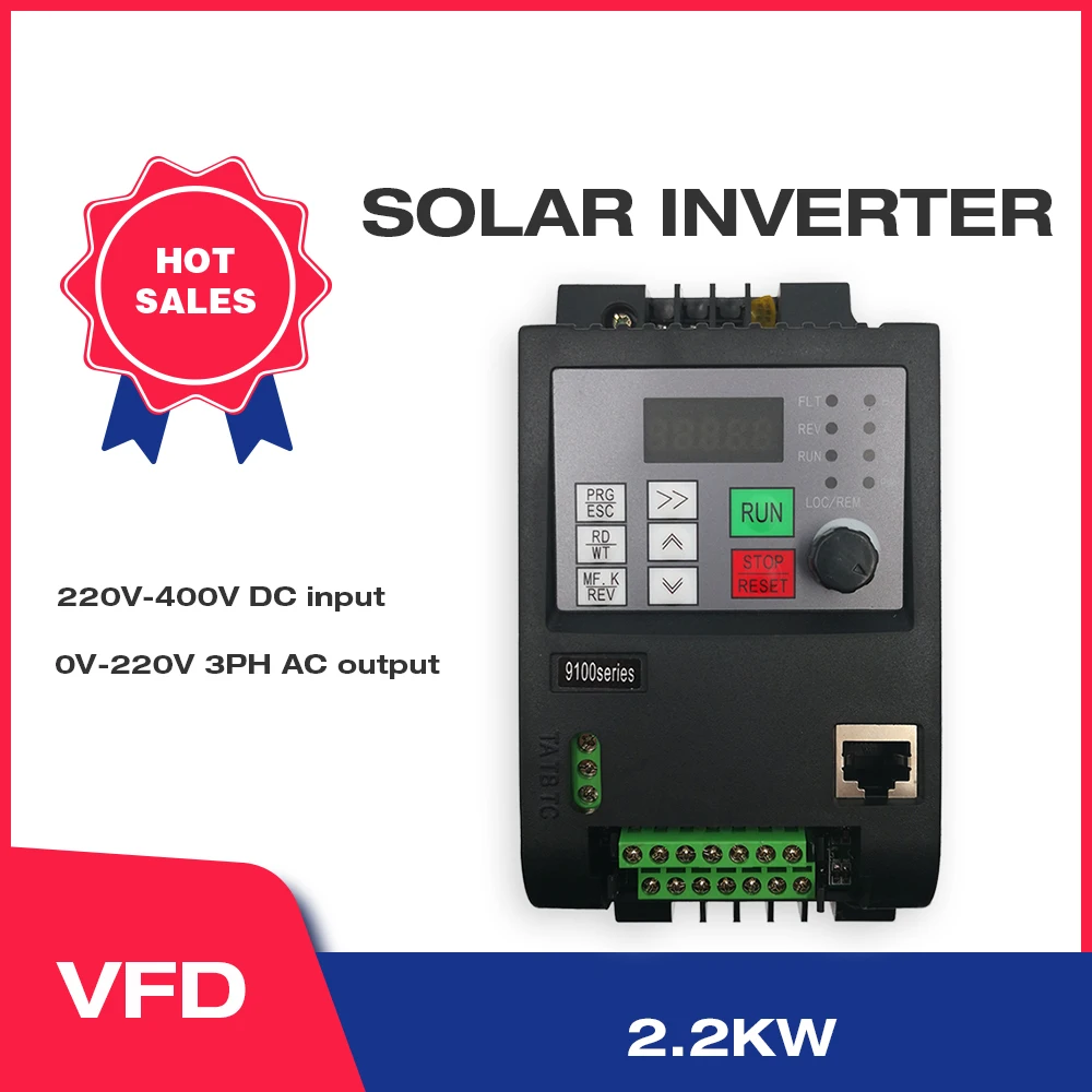 2.2KW VFD onduleur solaire 3HP sortie 220V pompe à eau pilote contrôle de vitesse