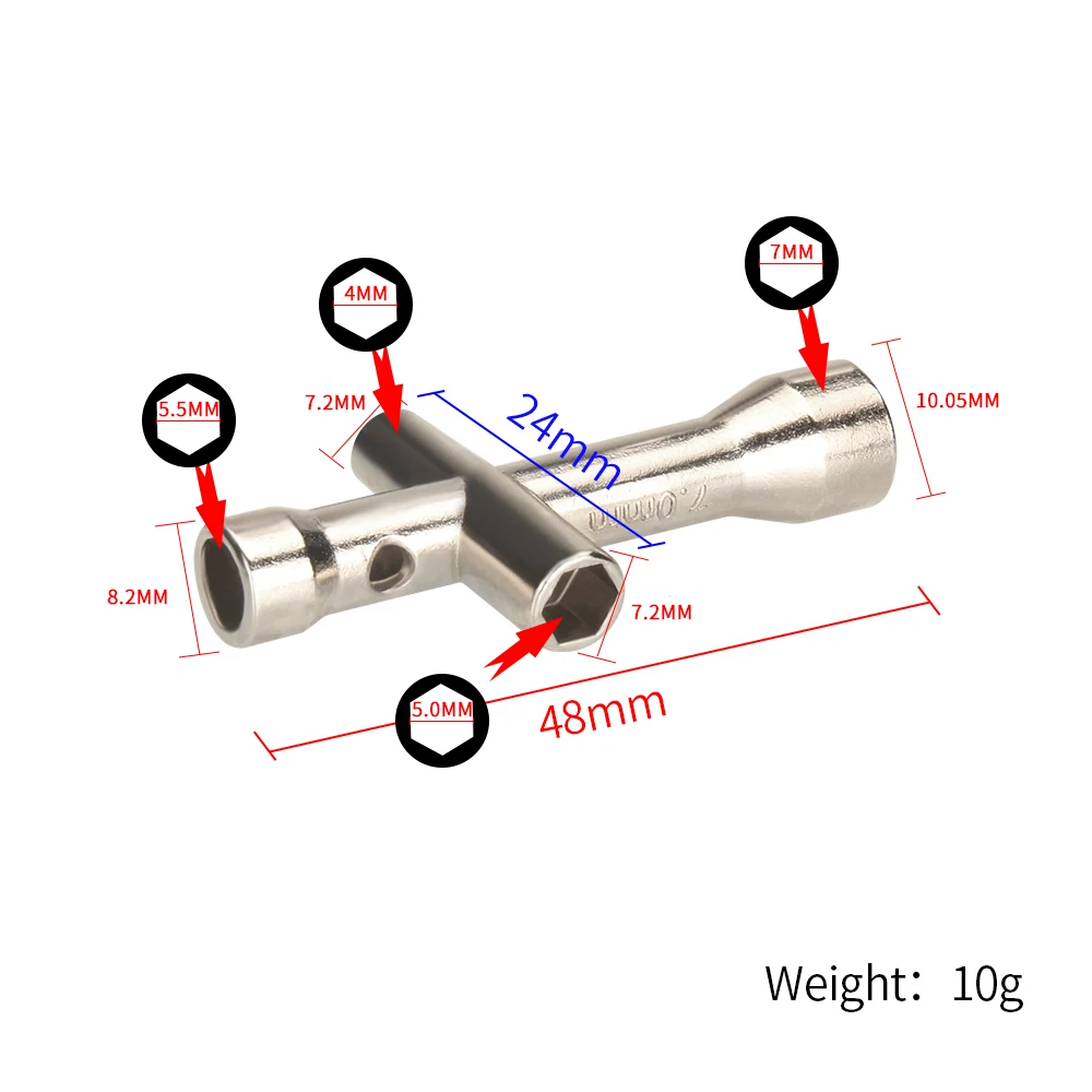 Kingroon-3D Ferramenta de bocal de impressora, 4in 1, M2, M2.5, M3, M4, porca de parafuso, chave cruzada hexagonal, E3D, V6, MK8 bicos, mini chave inglesa