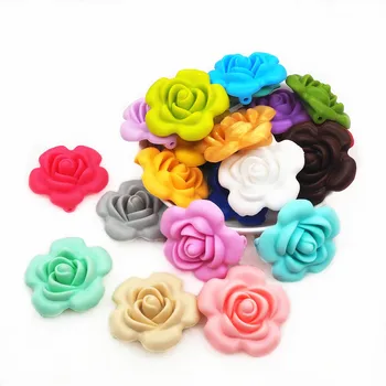 

Chengkai 10PCS Silicone Rose Flower Beads DIY Baby Pacifier Dummy Teething Chewable Nursing Jewelry Pendant Teether Toy Bead