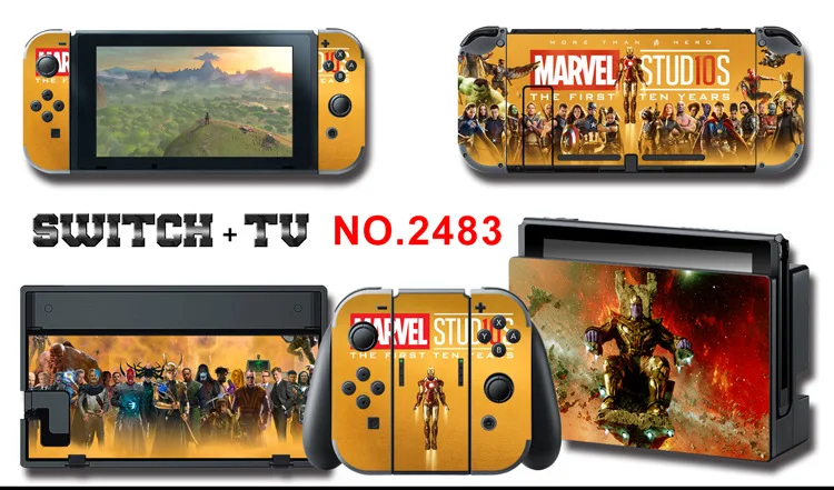 1set New Cute Anime Full Body Sticker for NS Switch Protective Cover Skin Colorful Art for Game Console Joy-Con Controller Decor