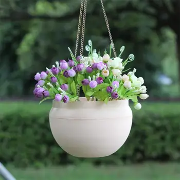 

1pc Hanging Flowerpot Plastic Succulent Planter Hanging Flower Pot Decorative Plant Orchid Hanging Pot With Chain Garden Decor