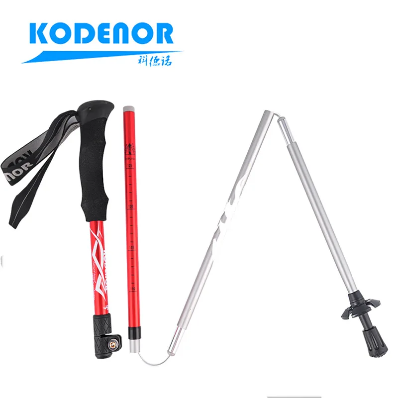 

Walking Stick 7075 Aluminum Alloy 5 Ssections External lock Fold Telescopic Mountain-climbing Crutch Outdoor Hiking Walking