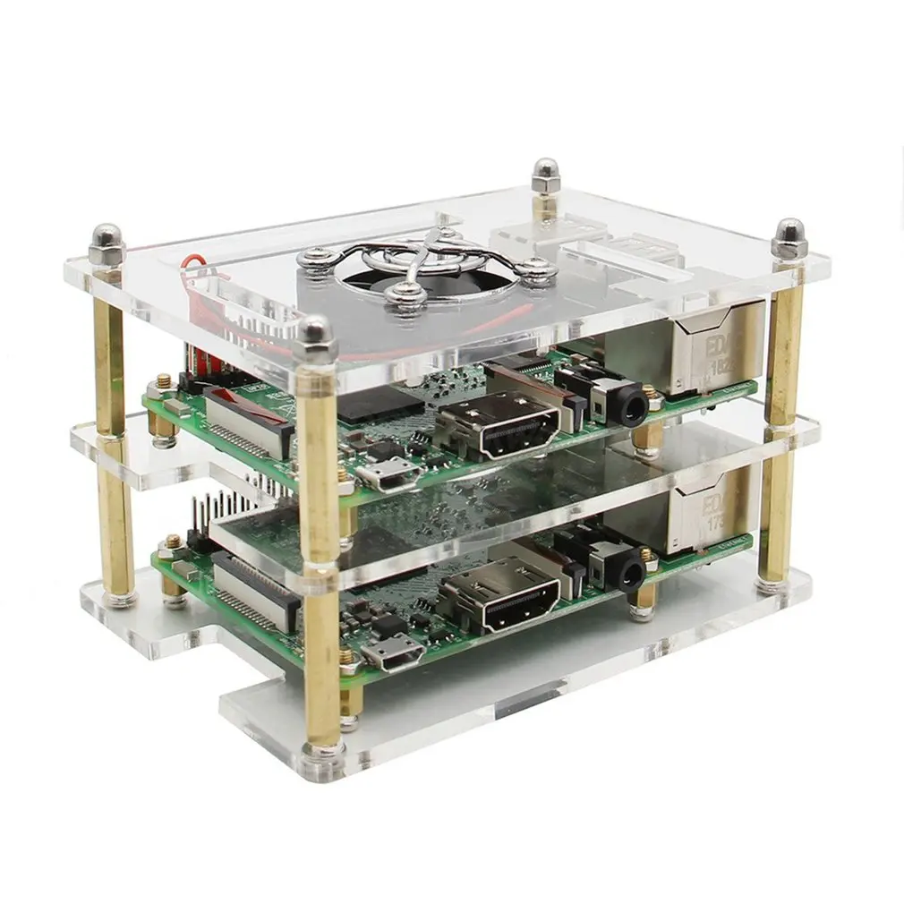 Для Raspberry Pi кластерный корпус с вентилятором комплект 1-4 слоя многослойный акриловый корпус для Raspberry Pi 4 Модель B