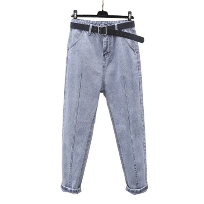 Отбеливающие штаны для мам, джинсы для женщин в стиле бойфренд, джинсовые свободные джинсы для женщин, высокая талия, винтажные Женские джинсы-шаровары - Цвет: Синий