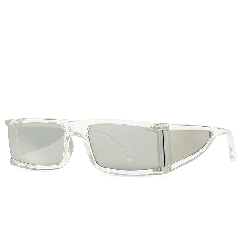 Ретро готические Квадратные Солнцезащитные очки мужские модные стимпанк солнцезащитные очки большие солнцезащитные очки для мужчин - Цвет линз: Прозрачный