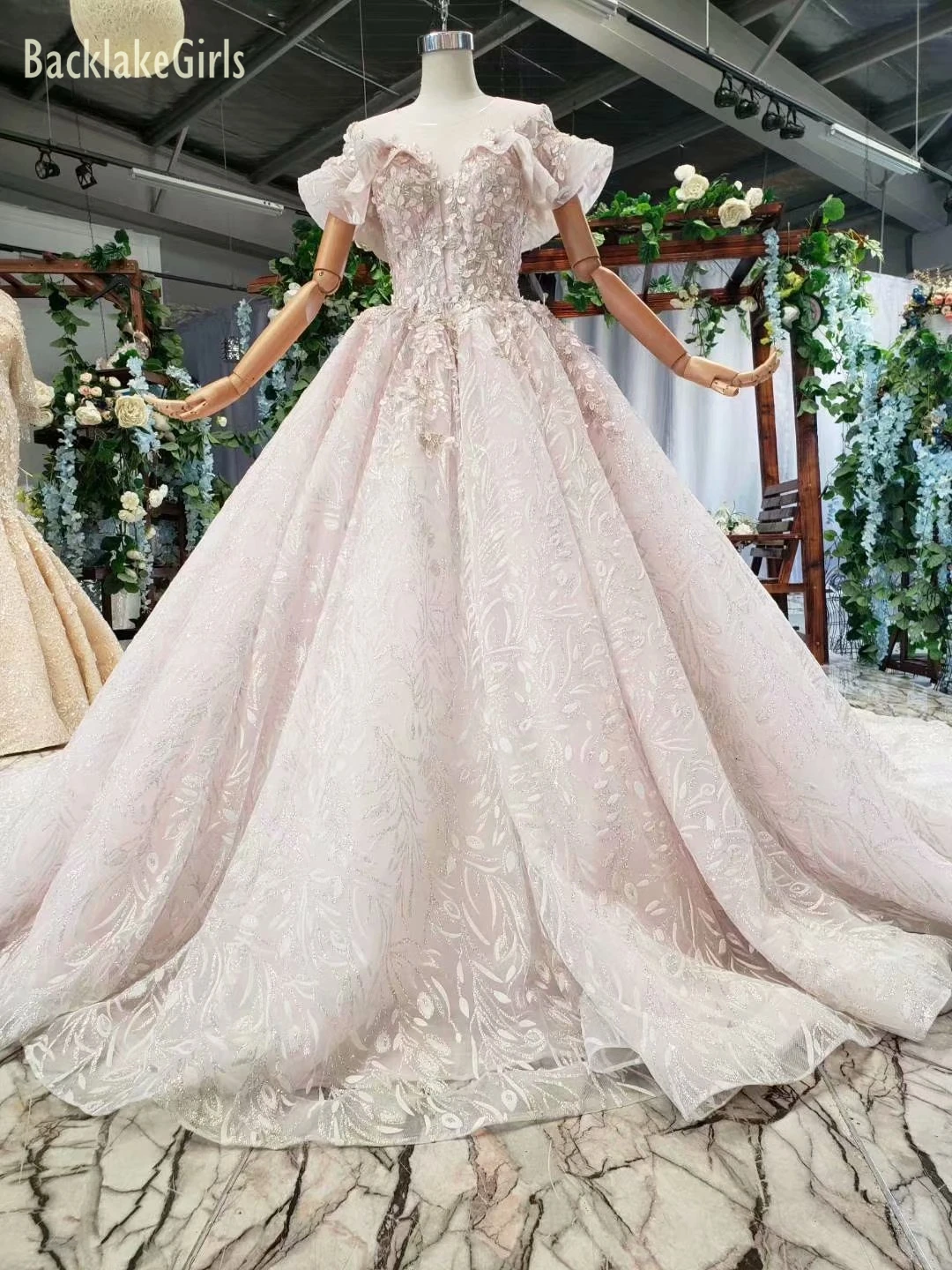 Свадебное платье с открытыми плечами для девочек; Vestidos Novia; круглый вырез; розовое атласное свадебное платье принцессы; Robe De Mariee