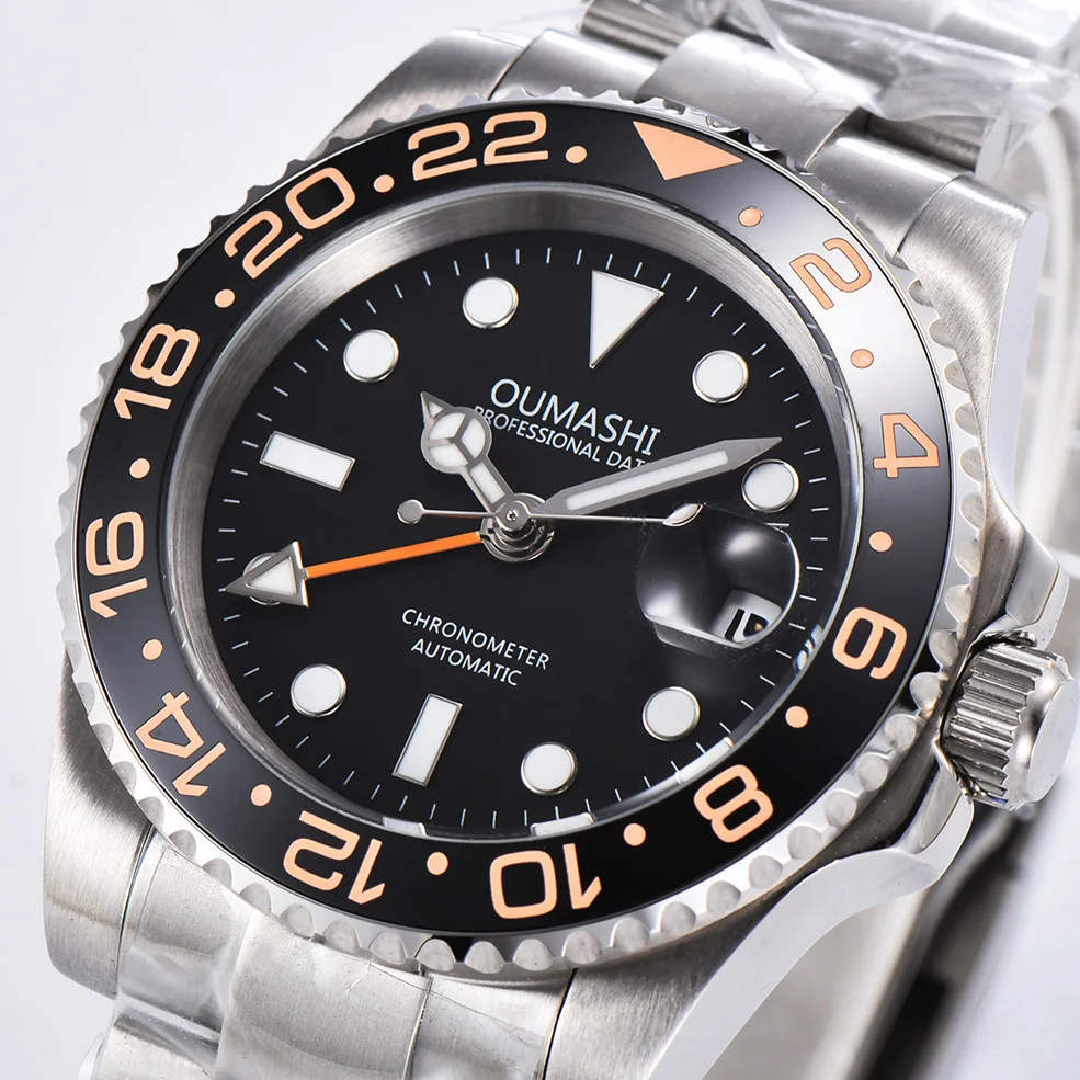 Мужские часы роскошного бренда 40 мм военные автоматические механические GMT с