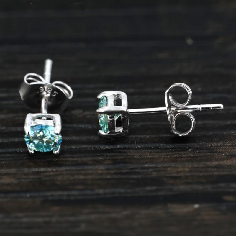 COSYA 100% 925 Sterling Silver Real 1 Carat Aquamarine Moissanite Stue Earrings For Women Sparkling Wedding Party Fine Jewelry