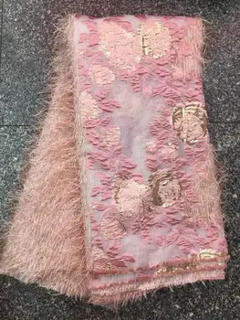 

3D Tassel Sequined Lace African Lace Fabric 2020 High Quality Lace with Sequins,Latest Net Nigerian Lace Fabrics for Party Dres