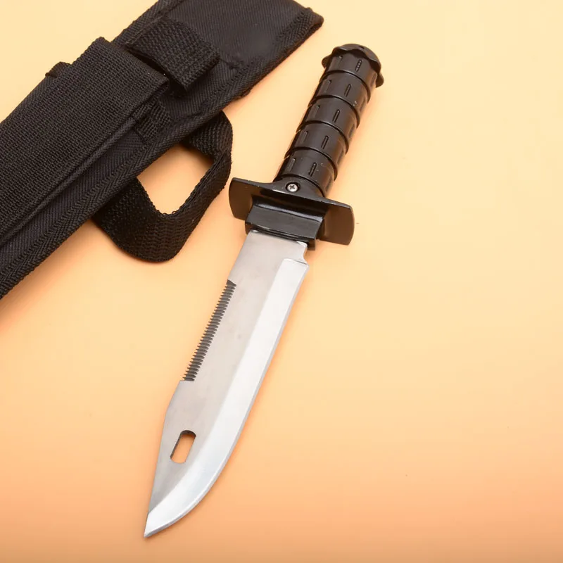 

Mengoing Professional Underwater DIVING RESCUE Survival Knife 5Cr15Mov Back teeth Fixed Blade Knife Tools