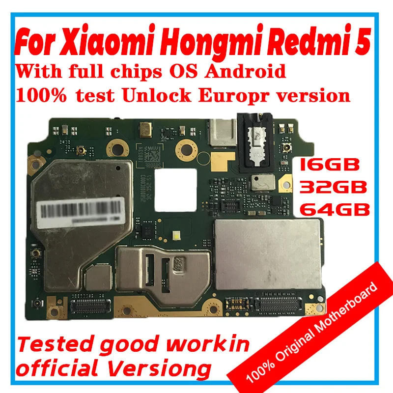 Полностью протестированная материнская плата для Xiaomi Redmi 5 Hongmi 16 ГБ 32 64 Гб