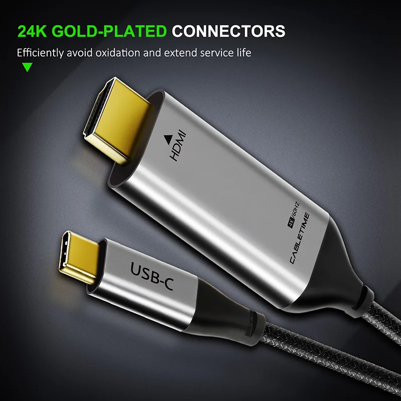 Online CABLETIME USB tipo C a hdmi Cable de 4k HDMI cable 4K 60Hz tipo C hdmi Thunderbolt 3 para Samsung Huawei mate 20 Libro pro USB C HDM C029