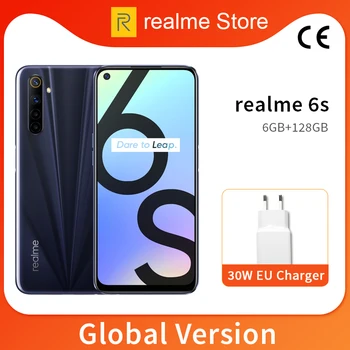 Перейти на Алиэкспресс и купить Глобальная версия realme 6s 6GB 128GB мобильный телефон 6,5 ''90Hz экран 48MP AI Quad камера 4300mAh 30W Flash Charge телефон NFC