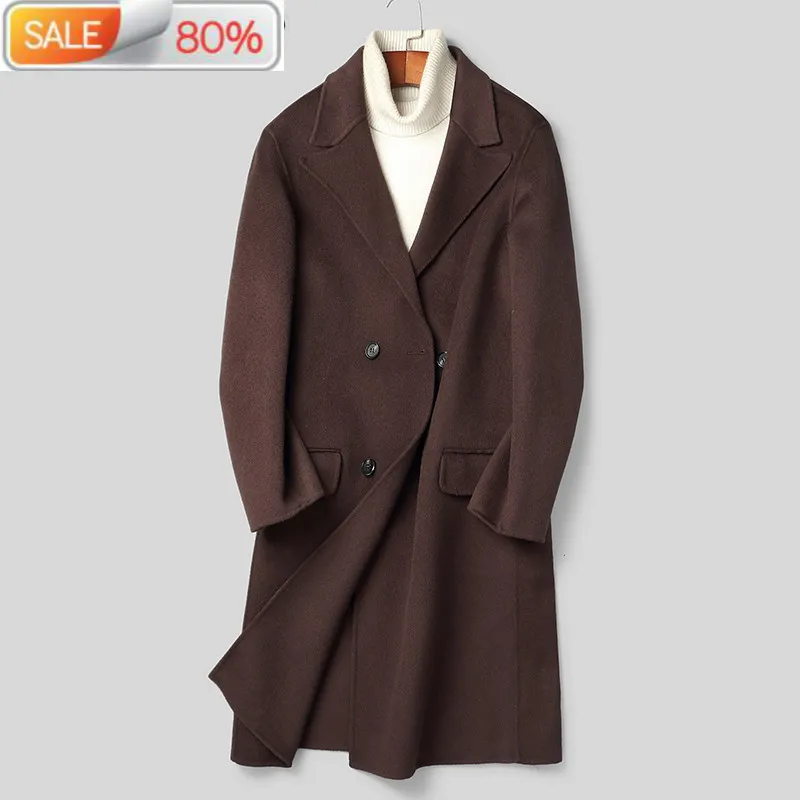 2020 New 100% Wool Coat Men Double Breasted Long Jacket Korean Overcoat Mens Jackets and Coats B19N007090A B24277 2020 New 100% Wool Coat Men Double Breasted Long Jacket Korean Overcoat Mens Jackets and Coats B19N007090A B24277