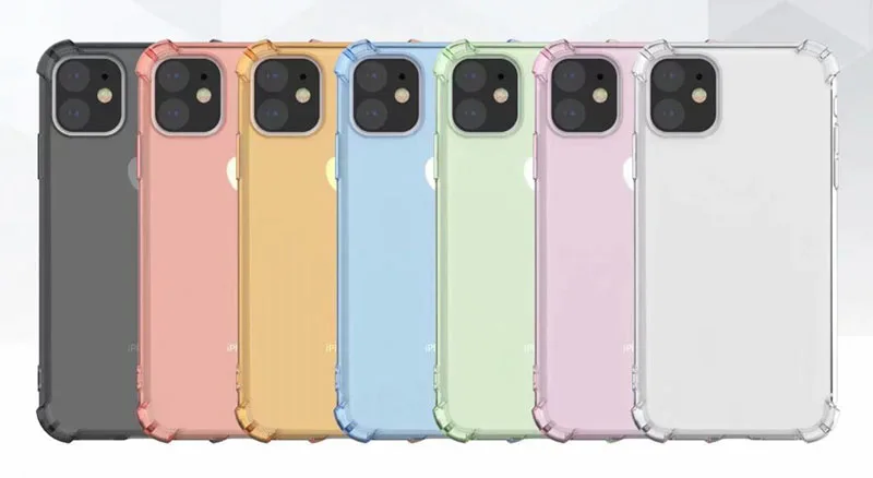 

Super Shockproof Soft TPU Case For Iphone 11 5.8 6.1 6.5 inch 2019 Hybrid Four Colorful Phone Clear Cover 200pcs