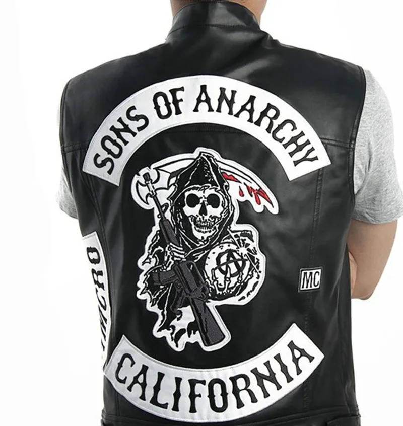 

Sons of Anarchy Jax Teller Black Color High Quality leather Motorcycle Vest Leather Sleeveless Jackets Punk Cosplay Costume