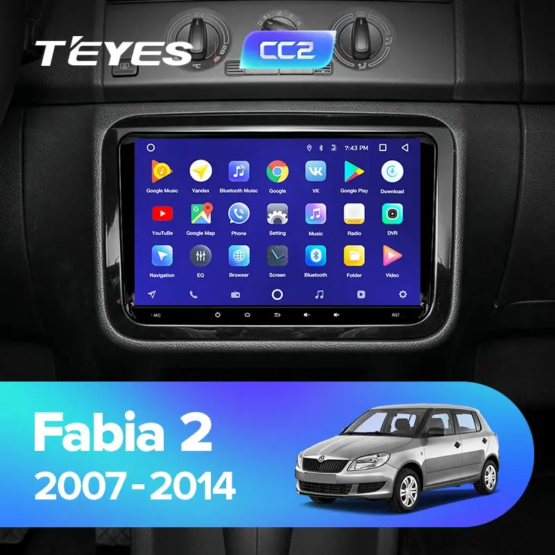 TEYES CC2 Штатное Головное устройство For SKoda Fabia 2 Mk2 2007- GPS Android aвтомагнитола магнитола автомагнитолы Андроид для Шкода Фабия аксессуары штатная магнитола автомобильная мультимедиа