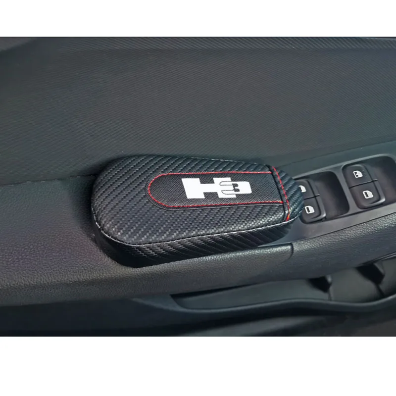 Для Hummer H3 1 шт., углеродное волокно, кожа, авто подушка для ног, наколенник, Автомобильный Дверной рычаг, автомобильные аксессуары, защита для автомобиля
