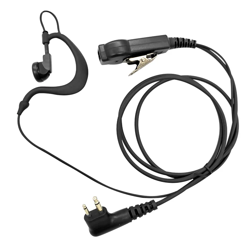 G Shape Earpiece Compatible with Motorola Radio, Walkie Talkie with Double PTT Mic, 2 Pin Headset Surveillance Kit