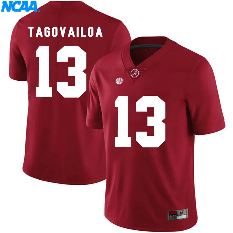 Новое поступление высокое качество Alabama T.J. Yeldon#4 Tua Tagovailoa#13 футболки для колледжа Ограниченная серия майки S-XXXL