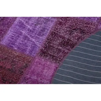 

145x145 Cm Purple Handmade Round Patchwork Rug-5x5 Ft