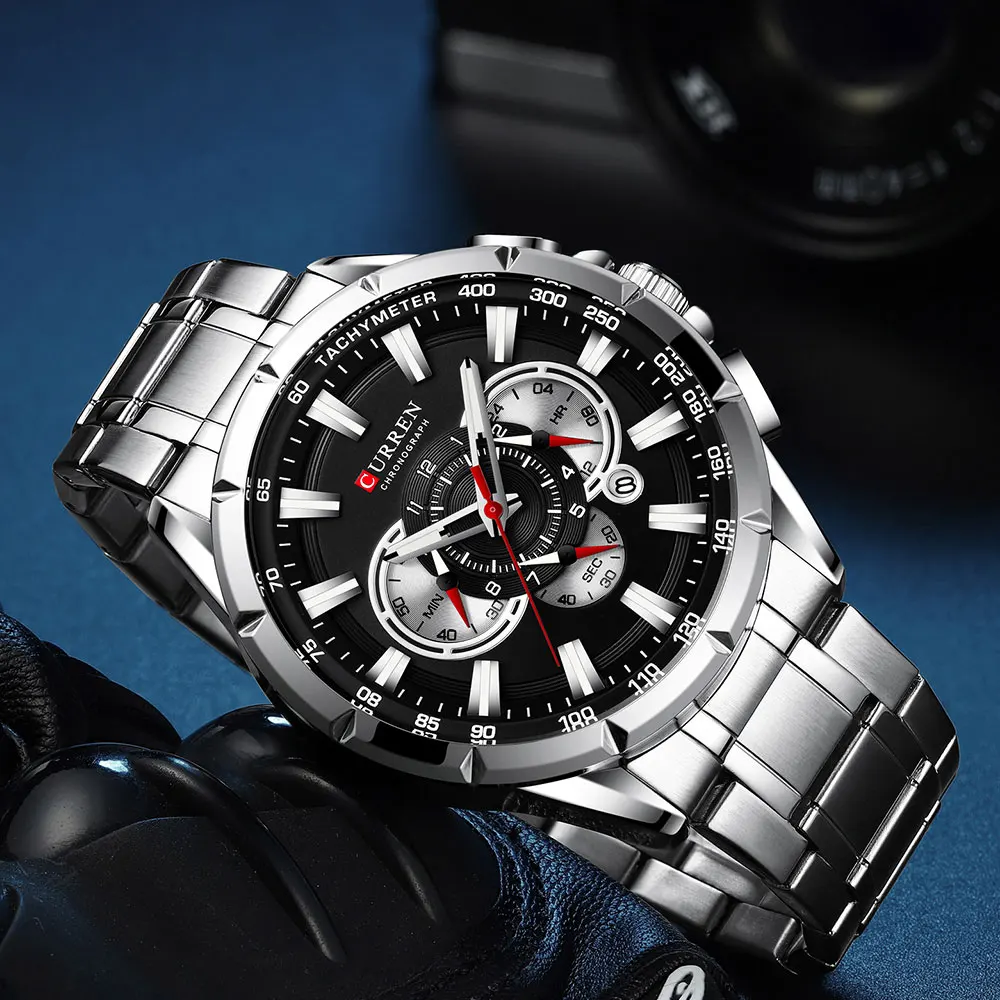 Relogio Masculino CURREN Мужские часы Топ люксовый бренд сталь Бизнес Кварцевые часы мужские водонепроницаемые мужские наручные часы с хронографом