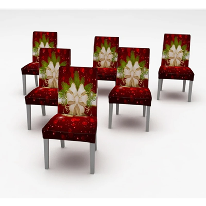 6 PCS Рождественский колокольчик 3D Печатный узор прямоугольные скатерти для пикника пылезащитный чехол для стола коврик в Шкафчик 6 рождественских чехлов на стулья - Цвет: 6 PCS