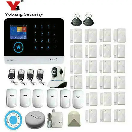 

Yobang Security WIFI GSM Alarm System For Home Security Wireless Smoke Detector Sensor APP Control, Solar Power Siren, IP Camera