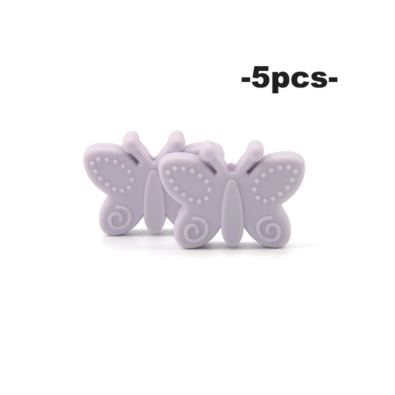 Силіконові намистини-метелики, 5 шт. Прорізувачі, без бісфенолу А, DIY, вільні намистини для прорізування зубів, намисто, тримач для соски у формі тварин, аксесуари