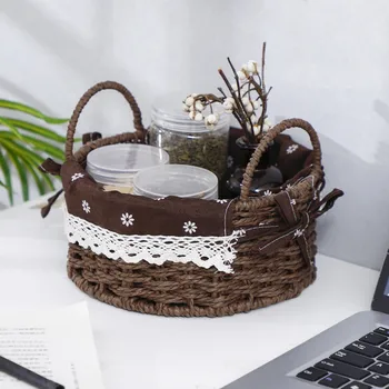 

Cosmetics Storage Box Snacks Debris Fabric Key Rural Storage Basket Woven Basket Home Decoration Storage Box