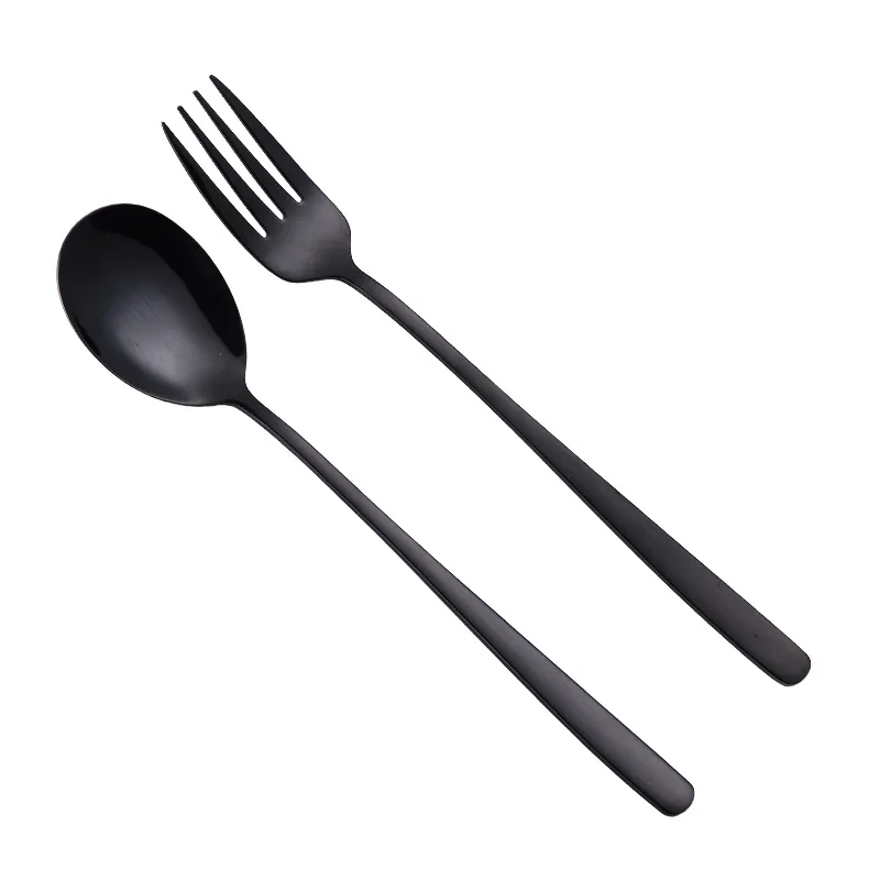 

18/8 Stainless Steel Korean Spoon and Fork Colorful 20.5cm Long Handle Kitchen Table Spoon Fork Set