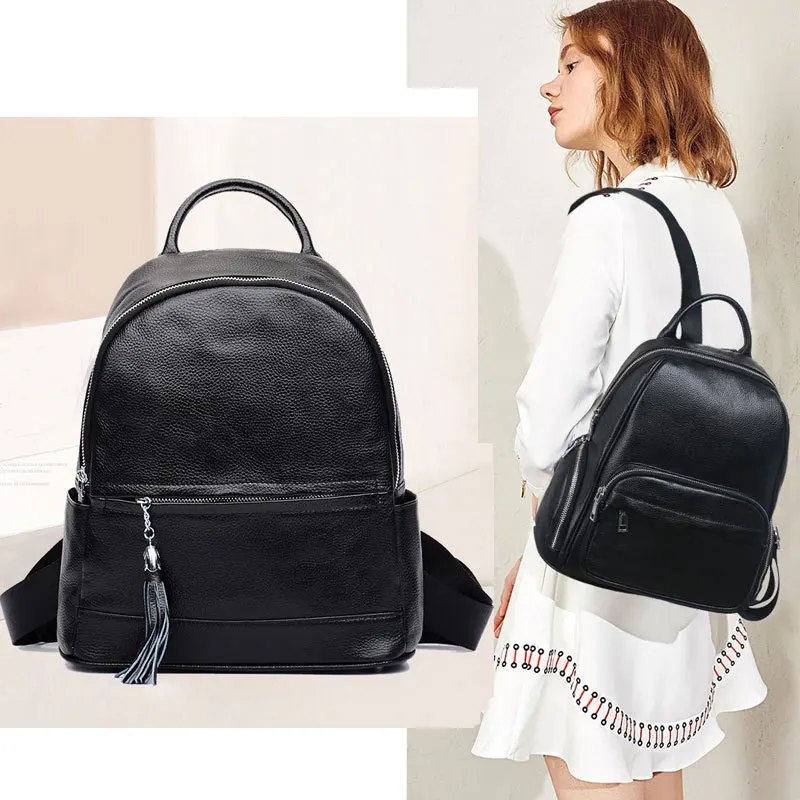 

2019 New Style Backpack Women's Large-Volume Genuine Leather Travel Backpack Full-grain Leather Versatile College Style