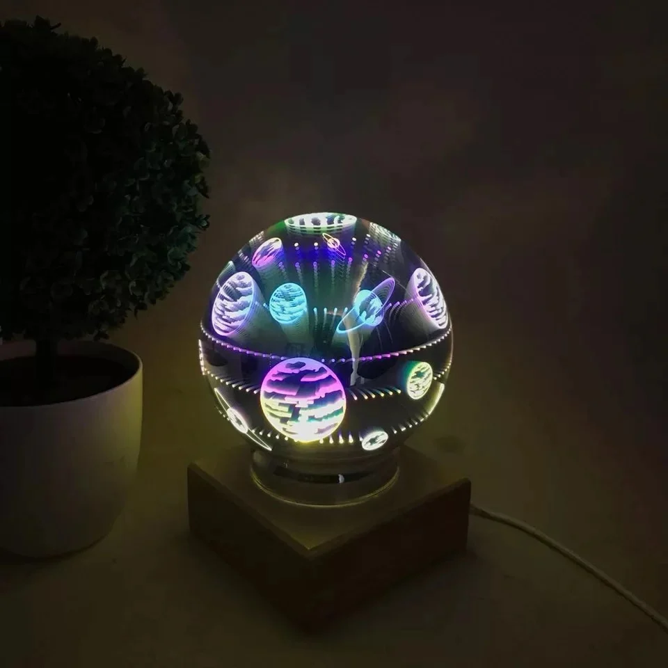 3D ослепительный хрустальный стеклянный абажур, маленький Ночной светильник, гальванический абажур, USB штекер, цветной светодиодный настольный светильник, звездное небо, волшебная лампа - Испускаемый цвет: Universe