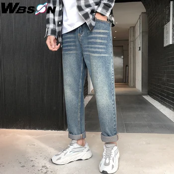 

Wbson 2020 Brand Classic Retro Jeans Men Casual Solid Straight Denim Jeans Pants Male Plus Size 28-38 ZY-2025