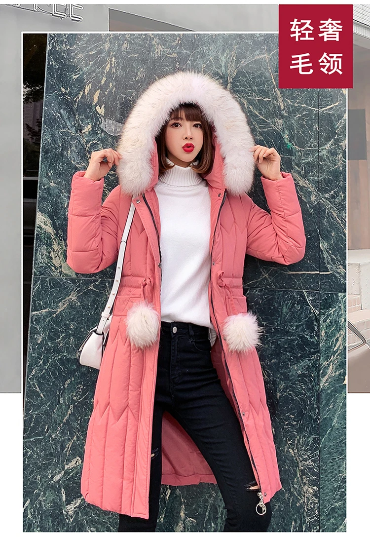 Photo Shoot Winter New Style Avocado Green Cotton-padded Clothes Fashion Korean-style Mid-length down Jacket Cotton-padded