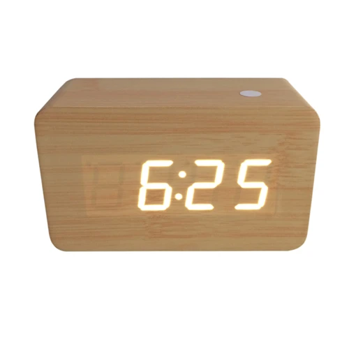 bamboo board white Мини-будильник с управлением звуком Деревянные Часы светодиодный дисплей милые настольные часы цифровые часы AJ6030 - Цвет: bamboo board white