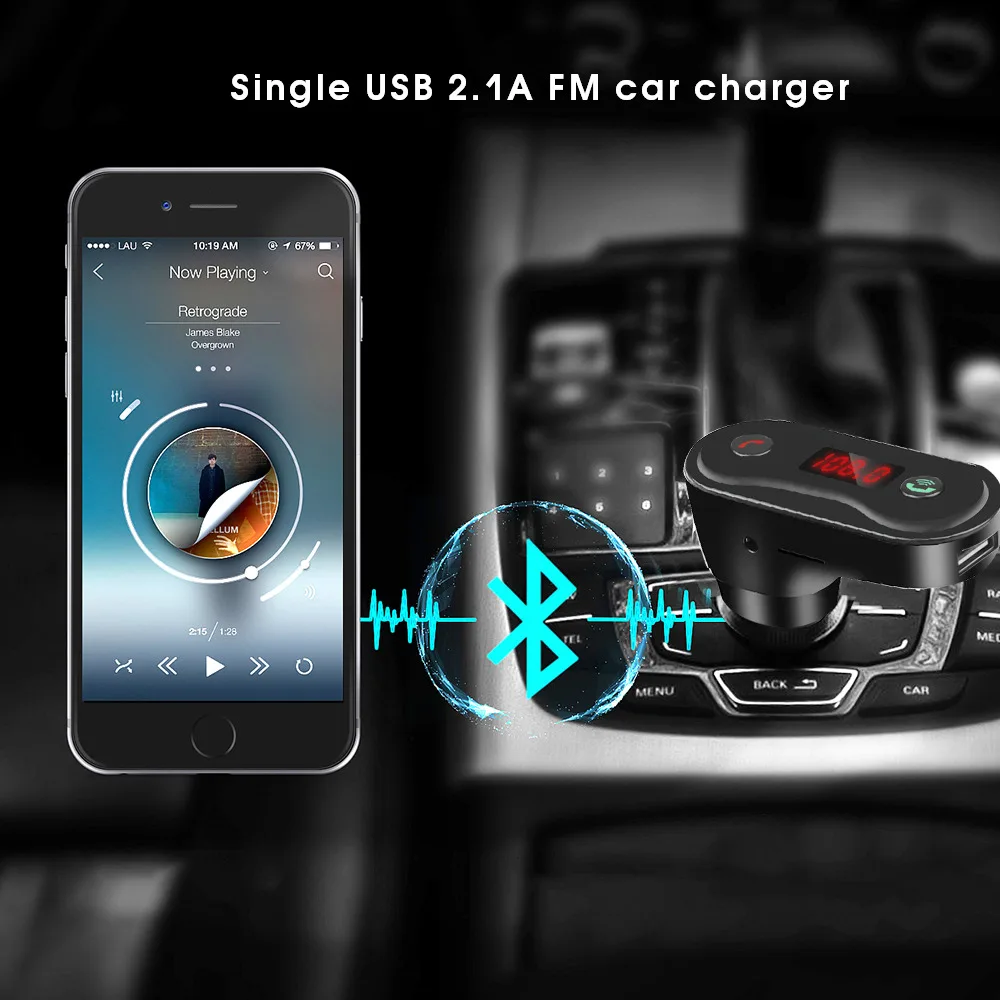 3,5 мм разъем Bluetooth 4,2 Handsfree автомобильный комплект fm-передатчик модулятор TF карта AUX беспроводной аудио приемник 2.1A USB зарядное устройство для телефона