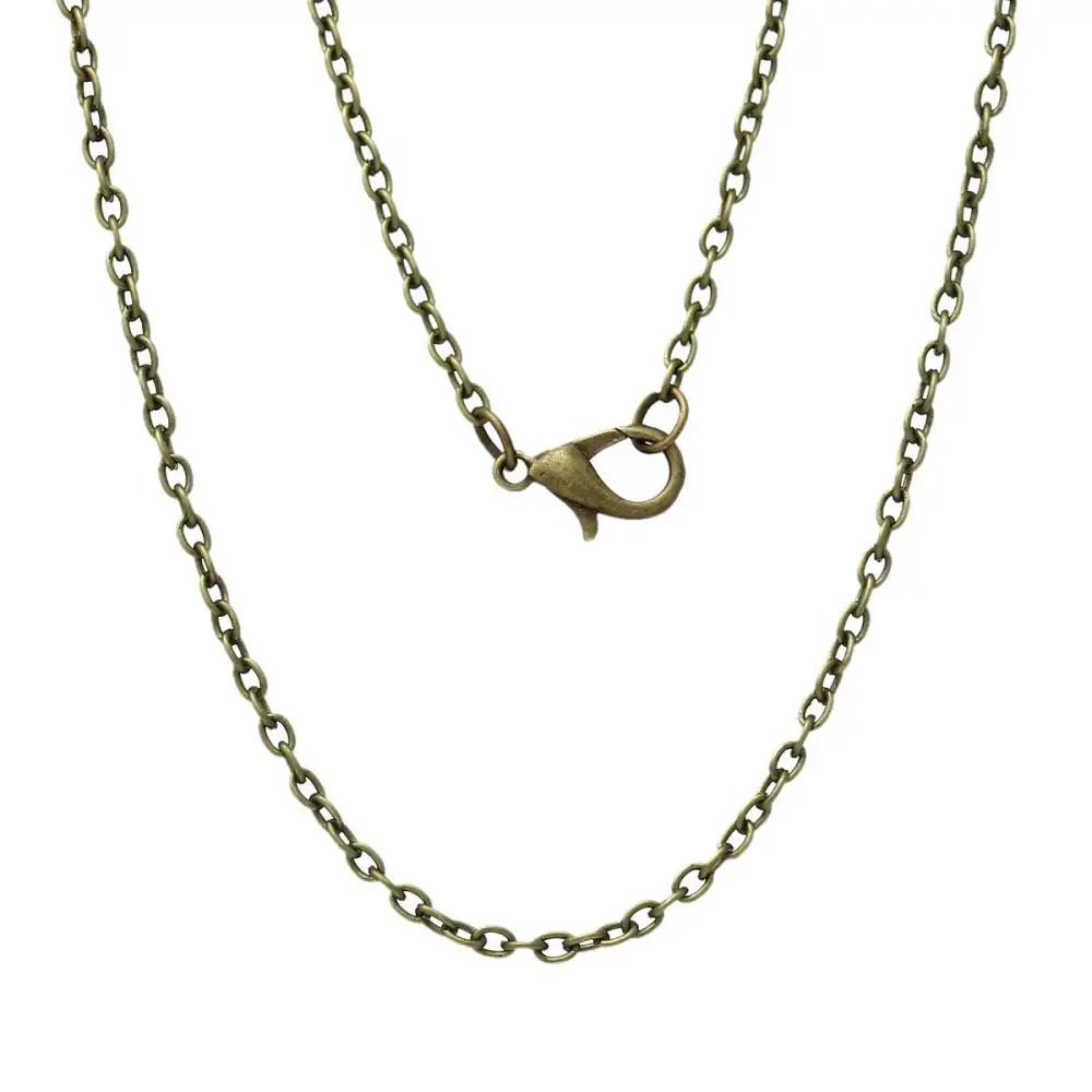 12 шт., DoreenBeads, модное ювелирное изделие, цепочка, ожерелье, античная бронза, Кабельные цепи, застежка-карабин, длина 62 см(24 3/8 дюйма