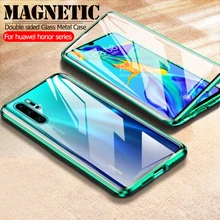Двухсторонний защитный стеклянный чехол для huawei honor 10 lite Магнитный чехол на honor 10 легкие Чехлы honer 20 pro металлический чехол для телефона
