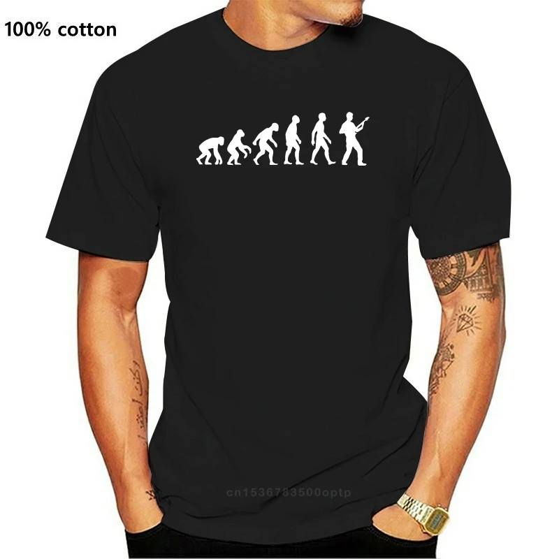 Новая мужская футболка Evolution of Man с изображением бас-гитары Мужская коротким