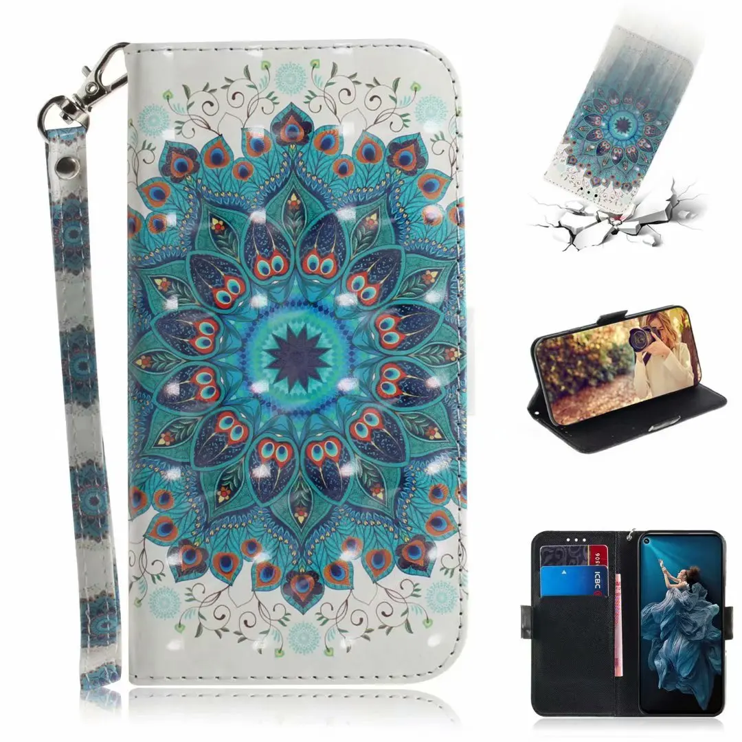 Кожаный чехол с 3D цветным рисунком для Huawei P Smart Z Plus 2019 P30 P20 Lite Mate 20 Pro Y5 Y6 Y7 Prime Y9 Honor