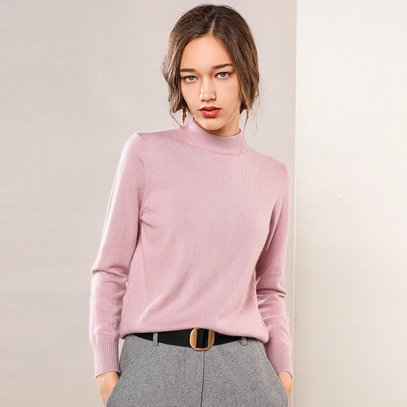 

Septass Half Turtleneck Women's 100% Angora Sweater Winter Knitted Jumpers Long Sleeve Pink White Pullovers Base Sweaters S-XXL